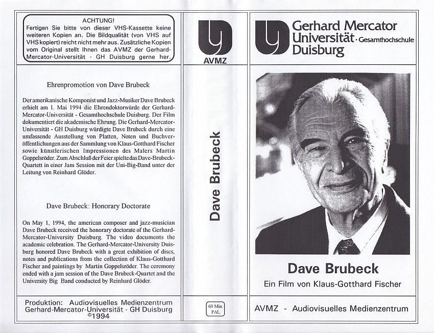 Ceremony of the Honorary Doctorate of Dave Brubeck - VHS